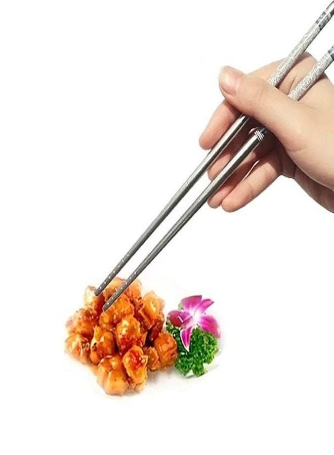 AIMERS Reusable Metal Stainless Steel Chopsticks Dishwasher Safe Lightweight Easy to Use Metal Chop Stick Utensils (2 Pair) - Image 5